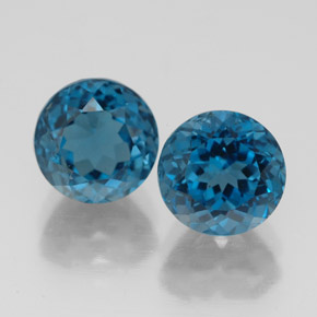 Gemas de topacio azul natural de  ct, corte redondo, VVS-VS