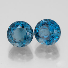 Gemas de topacio azul natural de  ct, corte redondo, VVS-VS