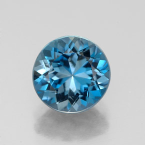 Topacio azul natural de 2,27 ct, corte redondo, VS