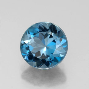 Topacio azul natural de 2,27 ct, corte redondo, VS