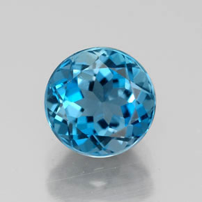 Topacio azul natural de 1,71 ct, corte redondo, VS