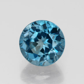 Topacio azul natural de 1,82 ct, corte redondo, VVS-VS