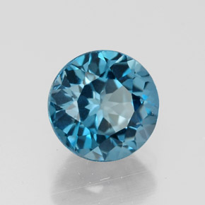 Topacio azul natural de 1,82 ct, corte redondo, VVS-VS