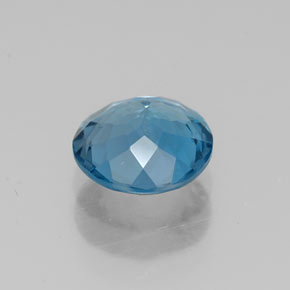 Topacio azul natural de 1,41 ct, corte redondo, VS