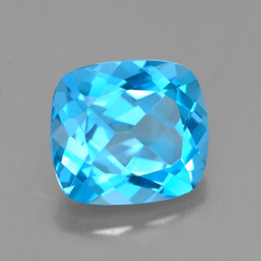 Topacio azul natural de 3,28 ct, corte cojín, VVS