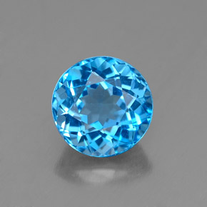 Topacio azul natural de 1,95 ct, corte redondo, VVS
