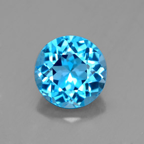 Topacio azul natural de 1,97 ct, corte redondo, VS