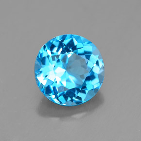 Topacio azul natural de 1,97 ct, corte redondo, VS