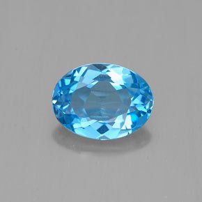 Topacio azul natural de 1,49 ct, corte óvalo, VVS