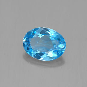 Topacio azul natural de 1,49 ct, corte óvalo, VVS