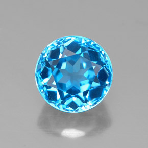 Topacio azul natural de 2,56 ct, corte redondo, VVS