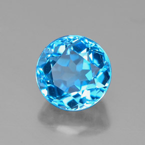 Topacio azul natural de 2,56 ct, corte redondo, VVS