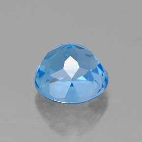 Topacio azul natural de 2,56 ct, corte redondo, VVS