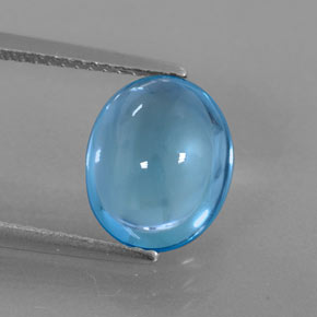 Topacio azul natural de 4,09 ct, corte óvalo, transparente
