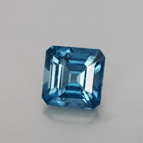 Topacio azul natural de 1,40 ct, corte esmeralda, VVS-VS