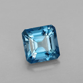 Topacio azul natural de 1,40 ct, corte esmeralda, VVS-VS