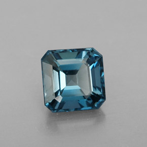 Topacio azul natural de 1,51 ct, corte esmeralda, VVS-VS