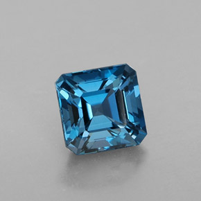 Topacio azul natural de 1,60 ct, corte esmeralda, VVS-VS