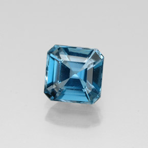 Topacio azul natural de 1,43 ct, corte esmeralda, VVS-VS