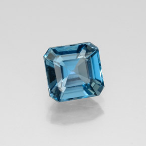 Topacio azul natural de 1,43 ct, corte esmeralda, VVS-VS