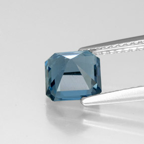 Topacio azul natural de 1,43 ct, corte esmeralda, VVS-VS