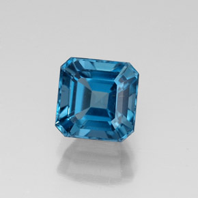 Topacio azul natural de 1,79 ct, corte esmeralda, VS