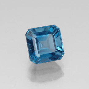 Topacio azul natural de 1,79 ct, corte esmeralda, VS