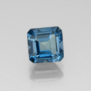Topacio azul natural de 1,48 ct, corte esmeralda, VVS