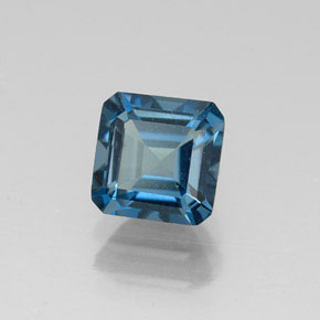 Topacio azul natural de 1,48 ct, corte esmeralda, VVS