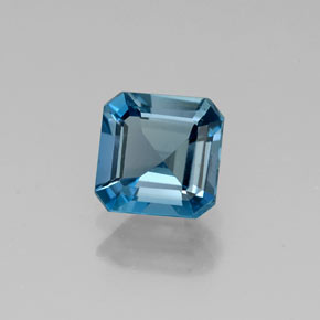 Topacio azul natural de 1,15 ct, corte esmeralda, VVS