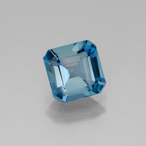 Topacio azul natural de 1,15 ct, corte esmeralda, VVS