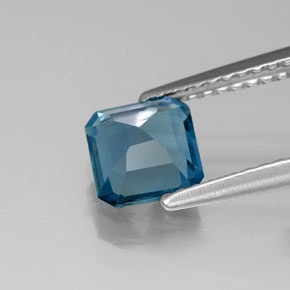 Topacio azul natural de 1,15 ct, corte esmeralda, VVS