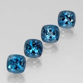 Gemas de topacio azul natural de  ct, corte cojín, VVS