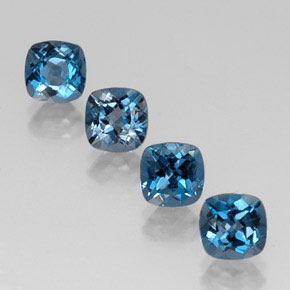 Gemas de topacio azul natural de  ct, corte cojín, VVS