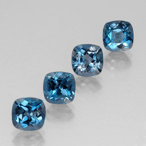 Gemas de topacio azul natural de  ct, corte cojín, VVS