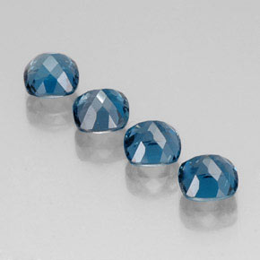 Gemas de topacio azul natural de  ct, corte cojín, VVS