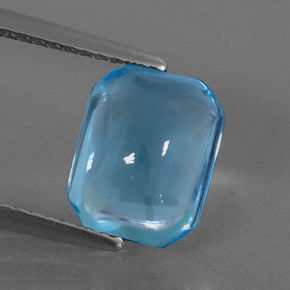 Topacio azul natural de 3,33 ct, corte esmeralda, transparente