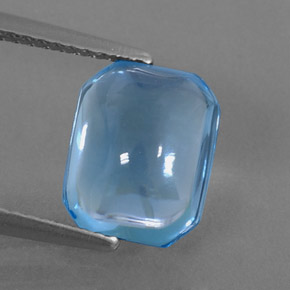 Topacio azul natural de 3,90 ct, corte esmeralda, transparente