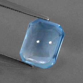 Topacio azul natural de 3,08 ct, corte esmeralda, transparente