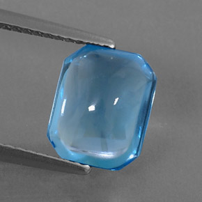 Topacio azul natural de 3,45 ct, corte esmeralda, transparente