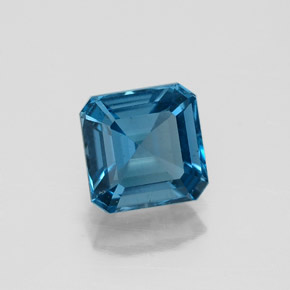 Topacio azul natural de 1,40 ct, corte esmeralda, VVS