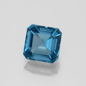 Topacio azul natural de 1,40 ct, corte esmeralda, VVS
