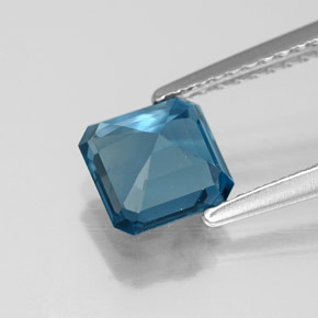 Topacio azul natural de 1,40 ct, corte esmeralda, VVS