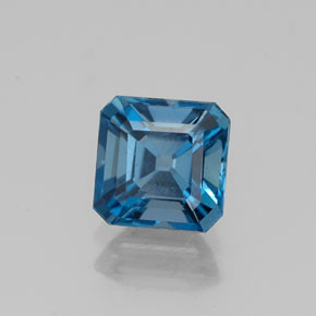 Topacio azul natural de 1,43 ct, corte esmeralda, VS