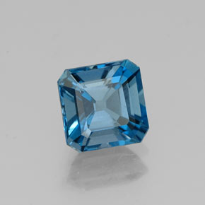 Topacio azul natural de 1,43 ct, corte esmeralda, VS