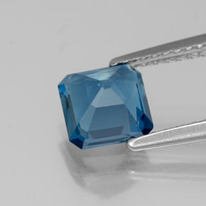 Topacio azul natural de 1,43 ct, corte esmeralda, VS