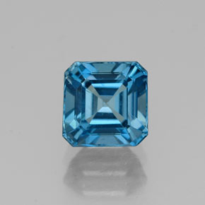 Topacio azul natural de 1,71 ct, corte esmeralda, VVS-VS