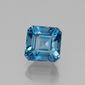 Topacio azul natural de 1,71 ct, corte esmeralda, VVS-VS
