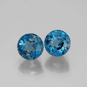 Gemas de topacio azul natural de  ct, corte redondo, VVS