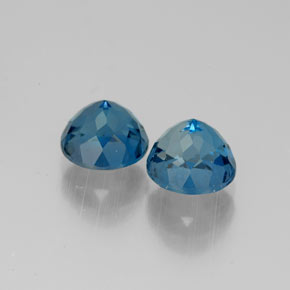 Gemas de topacio azul natural de  ct, corte redondo, VVS